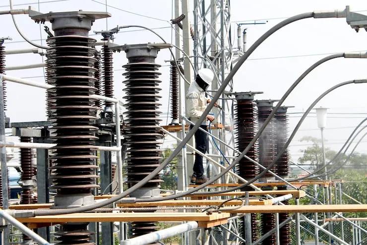 Engineers at a power substation